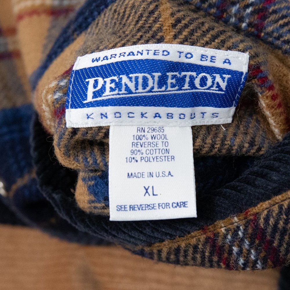 Pendleton VTG XL Reversible Plaid Wool Vest Tan - Picture 11 of 12
